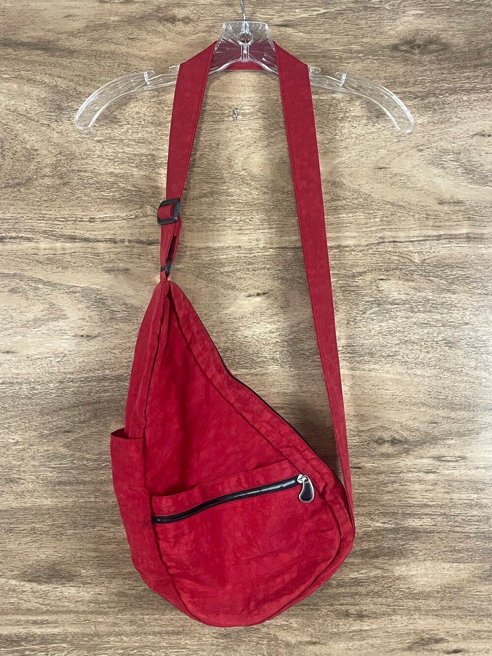 AmeriBag Healthy Back Bag Red Nylon Crossbody Sling Backpack Small Bag